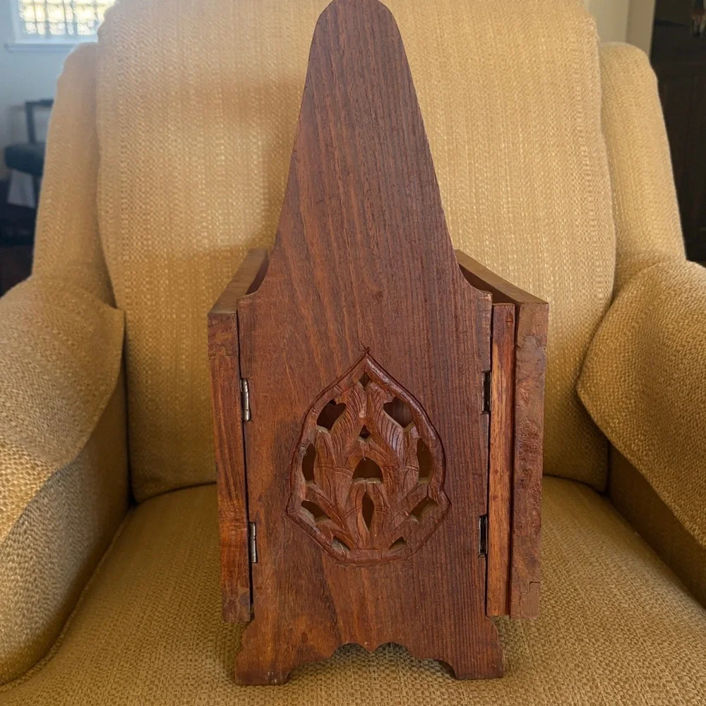 Vintage Hawaiian Wood Magazine Holder Rack Unique Hawaii Folds Flat - Picture 4 of 9